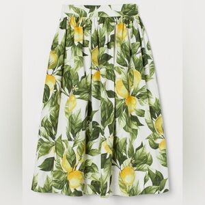 H&M Patterned Lemon Cotton Midi Skirt 🍋
